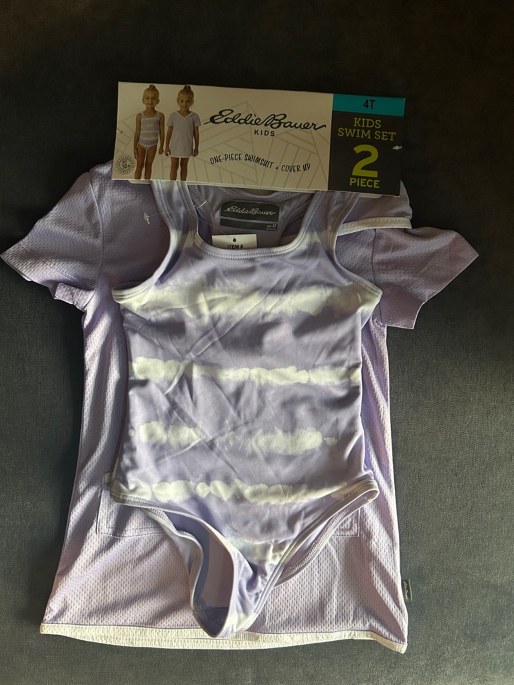 Eddie Bauer Lavender Cloud One-Piece Swim Set with Cover-Up